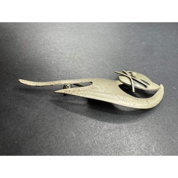 Vintage Danecraft Atomic Cat Sterling Silver 925 Modernist Pin Brooch 2.67" - Picture 3 of 6